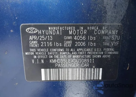2013 Hyundai Elantra Gt z USA, uszkodzony, nr VIN KMHD35LEXDU108911